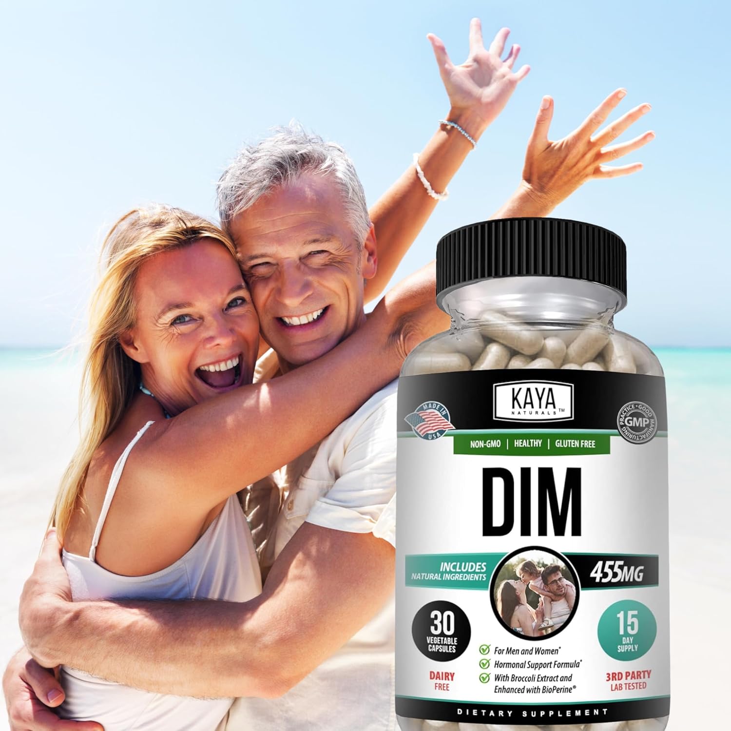 Kaya Naturals DIM Ultra Capsules - Hormonal Support Supplement for Women and Men - Contains Broccoli Extract & BioPerine - Supports Acne, Menopause, Prostate Health