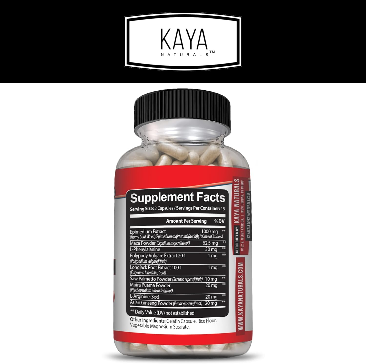 Kaya Naturals Horny Goat Weed with Maca, Saw Palmetto, Ginseng, Arginine and Vitamins - 60 Count