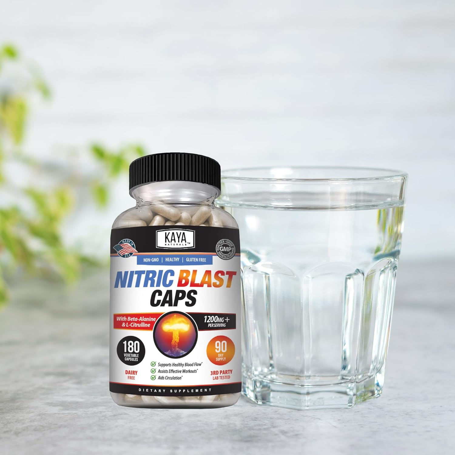 Kaya Naturals Nitric Blast Herbal Supplement - Boost Energy, Improve Performance, 180 Capsules