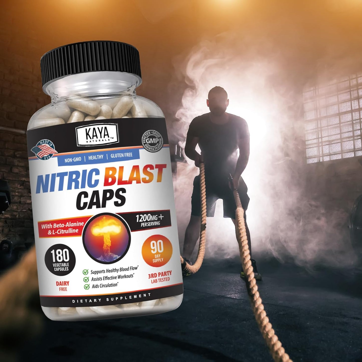 Kaya Naturals Nitric Blast Herbal Supplement - Boost Energy, Improve Performance, 180 Capsules