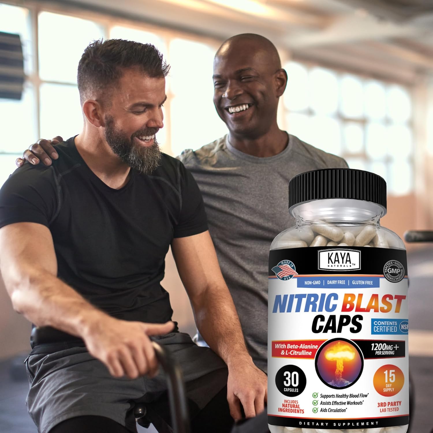 Kaya Naturals Nitric Blast Herbal Supplement - Boost Energy and Performance Naturally with Pre-Workout Formula - 30 Count Pack