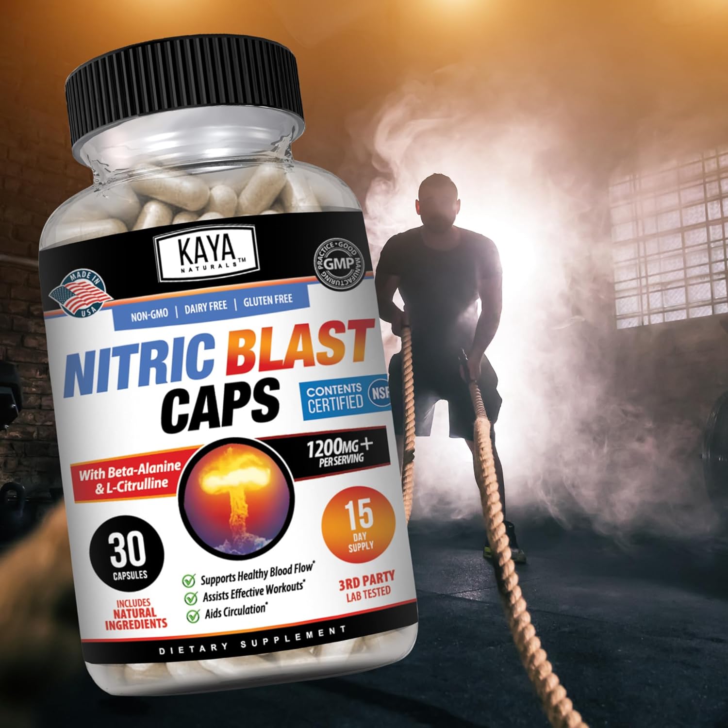 Kaya Naturals Nitric Blast Herbal Supplement - Boost Energy and Performance Naturally with Pre-Workout Formula - 30 Count Pack