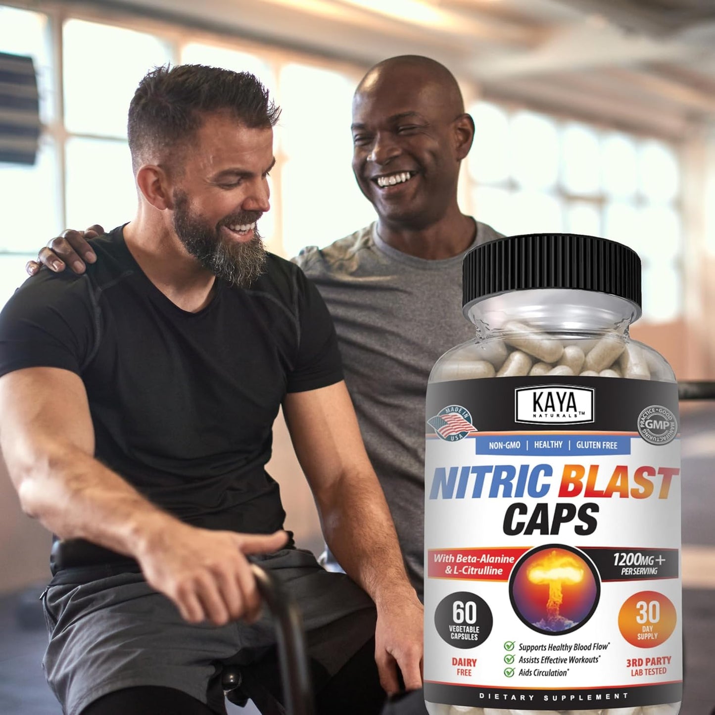 Kaya Naturals Nitric Blast Herbal Supplement for Maximum Health Benefits - Pre-Workout Energy Boost - 60 Count Pack