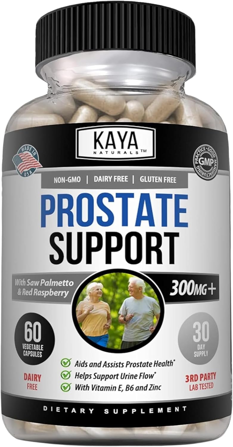 Kaya Naturals Prostate Support Capsules - Saw Palmetto Supplement for Hair Growth, Sleep, & Bladder Health - 60 Caps