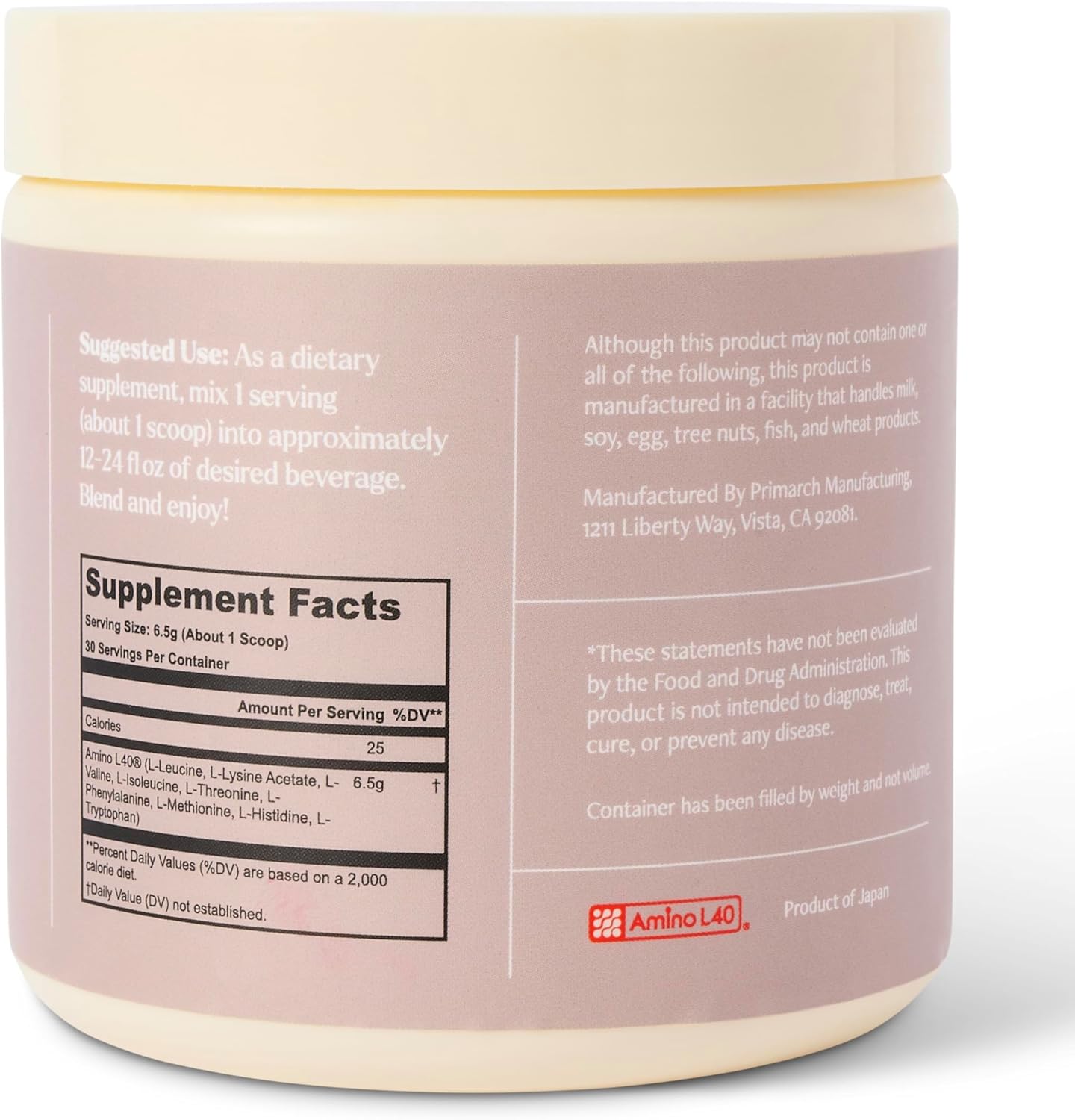 Kelly LeVeque's Be Well Essential Amino Acids Powder Supplement - Plant-Based and Unflavored (6.87oz)