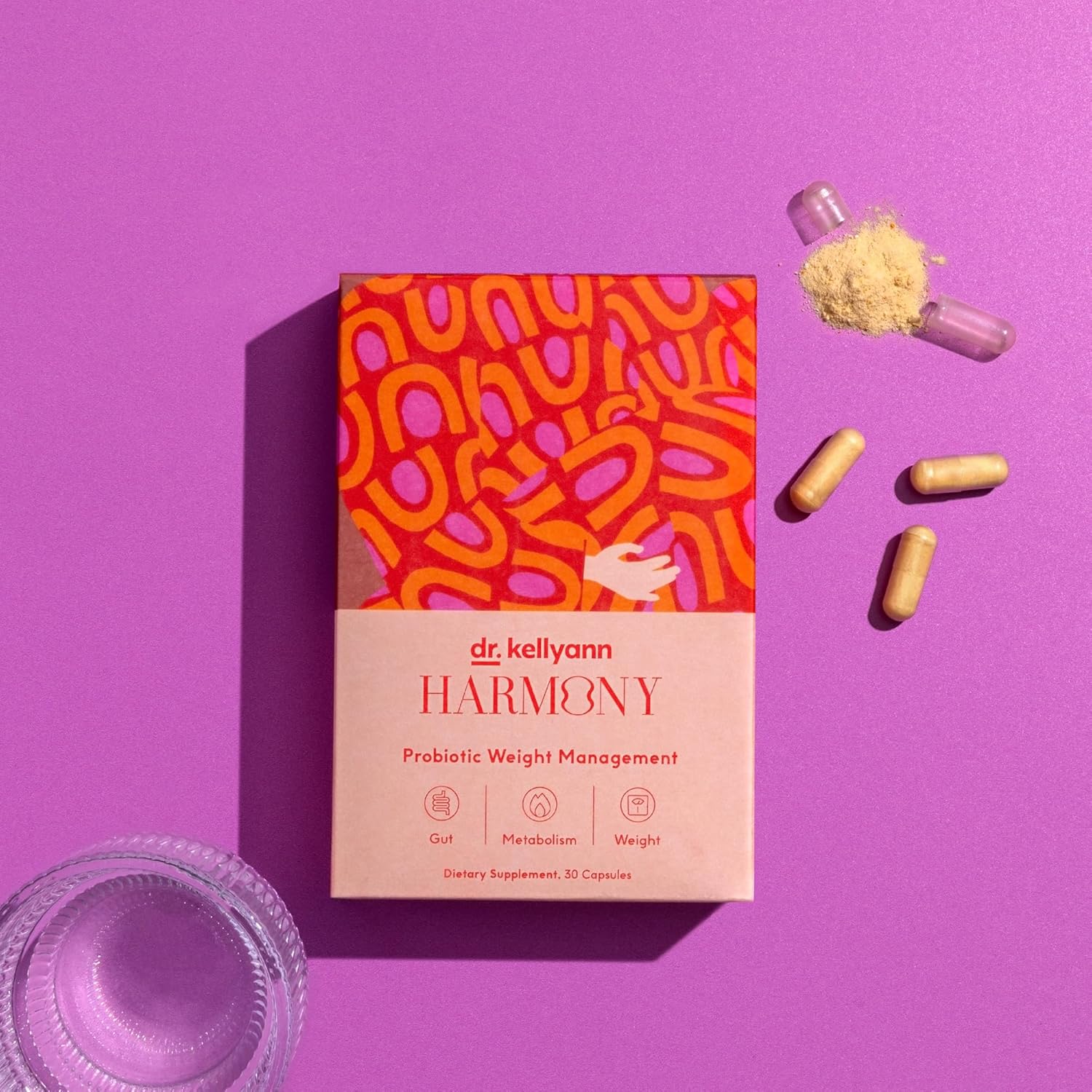 Kellyann Harmony Probiotic Weight Management Capsules - Prebiotic & Probiotic for Gut Health and Weight Support