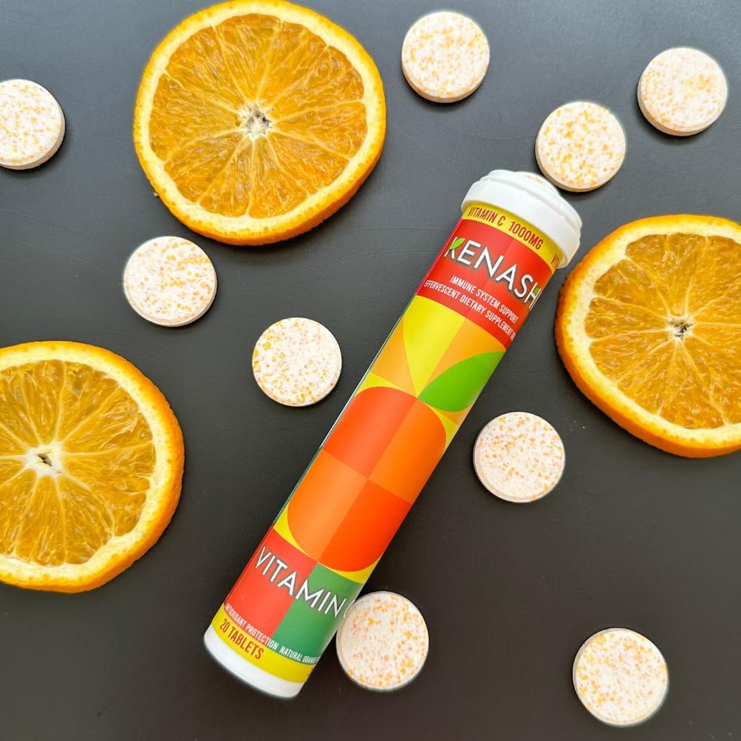 Kenashi Vitamin C Effervescent Tablets 1000mg with Minerals and Antioxidants - 180 Tablets in 3 Pack