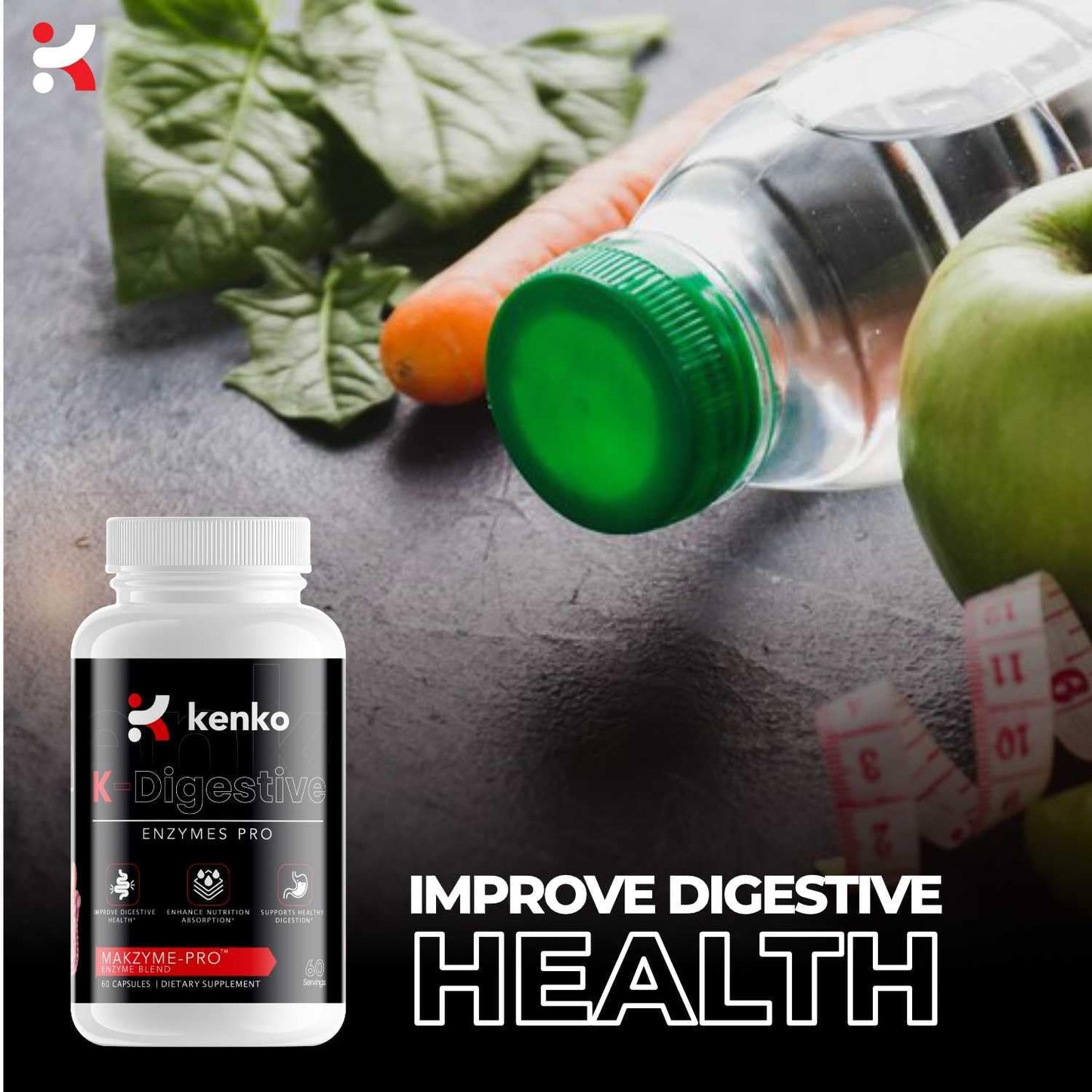 Kenko Essentials K-Digestive Enzymes Pro Supplement - 60 Capsules