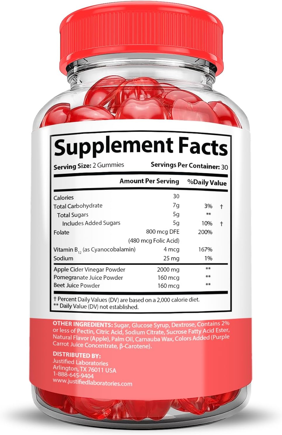 Keto ACV Gummies 5-Pack with Pomegranate & Beet Juice - 2000MG Extreme Strength Vegan Keto Bites - Non GMO - 300 Gummies
