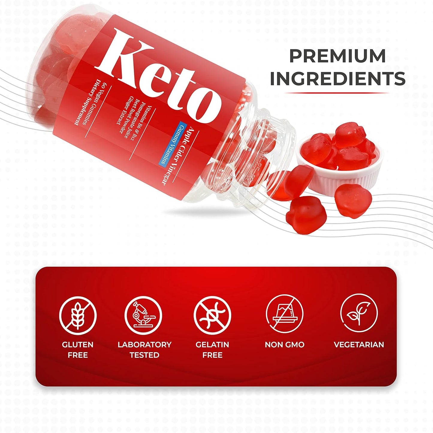 Keto Apple Cider Vinegar Gummies for Weight Loss & Digestion - Vegan, 60 Count - CCADY Brand