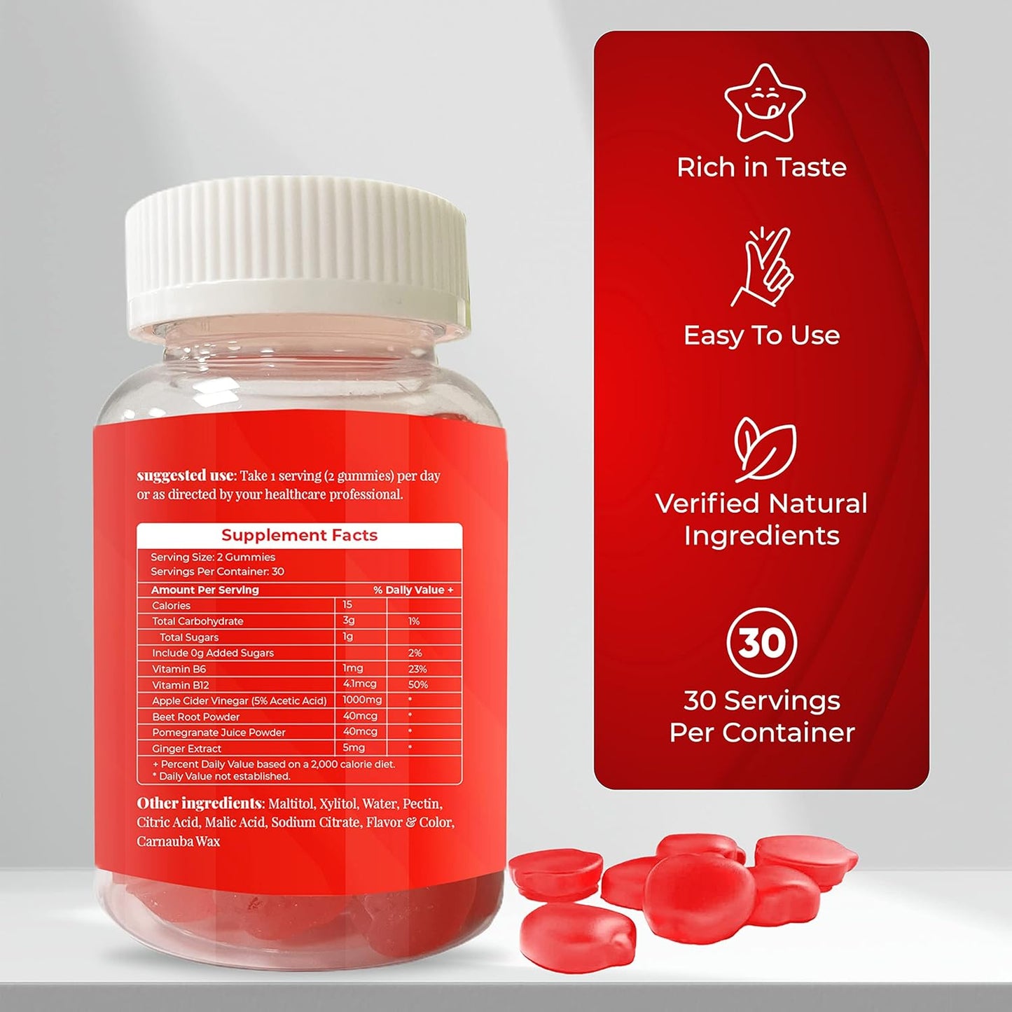 Keto Apple Cider Vinegar Gummies for Weight Loss & Digestion - Vegan, 60 Count - CCADY Brand