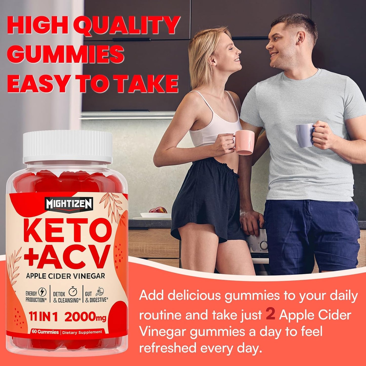 Keto Apple Cider Vinegar Gummies with Probiotics, B12 & B6 - Metabolism & Digestion Support - Vegan & Non-GMO - 8 Packs