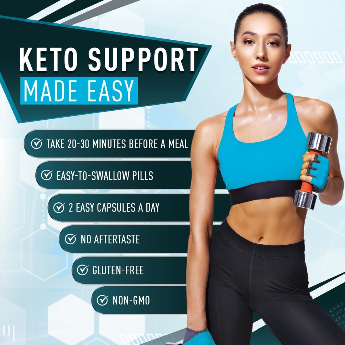 Keto BHB Exogenous Ketones Supplement for Energy, Focus, Metabolism - 60 Capsules for Men and Women in Ketosis