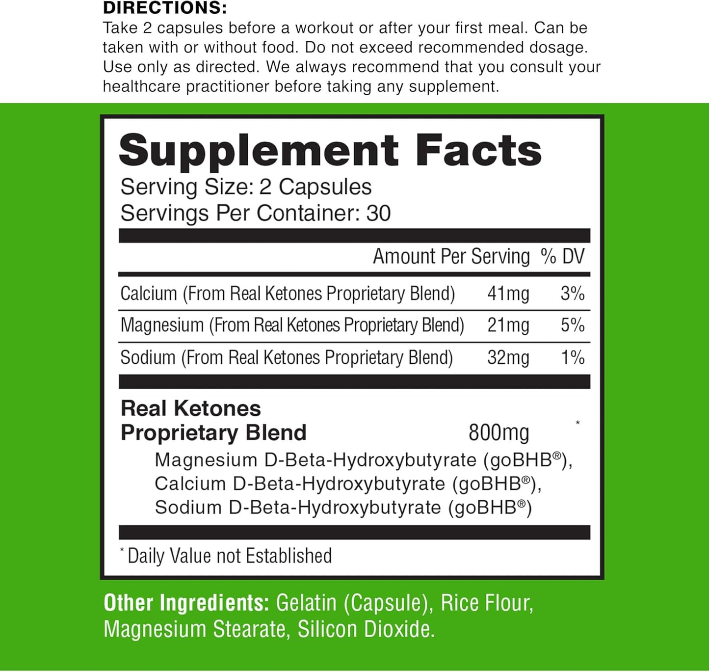 Keto BHB Salts Capsules with goBHB Electrolytes - Exogenous Ketones for Energy & Focus