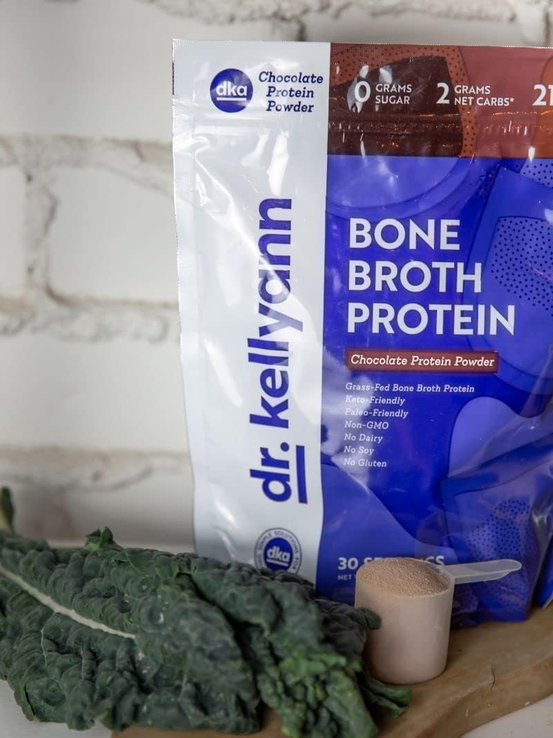 Keto Bone Broth Protein Powder Chocolate - 21g Protein, 2g Net Carbs - Grass Fed Hydrolyzed Collagen - Sugar, Gluten, Dairy Free - Paleo, Keto Shakes (30 Servings)