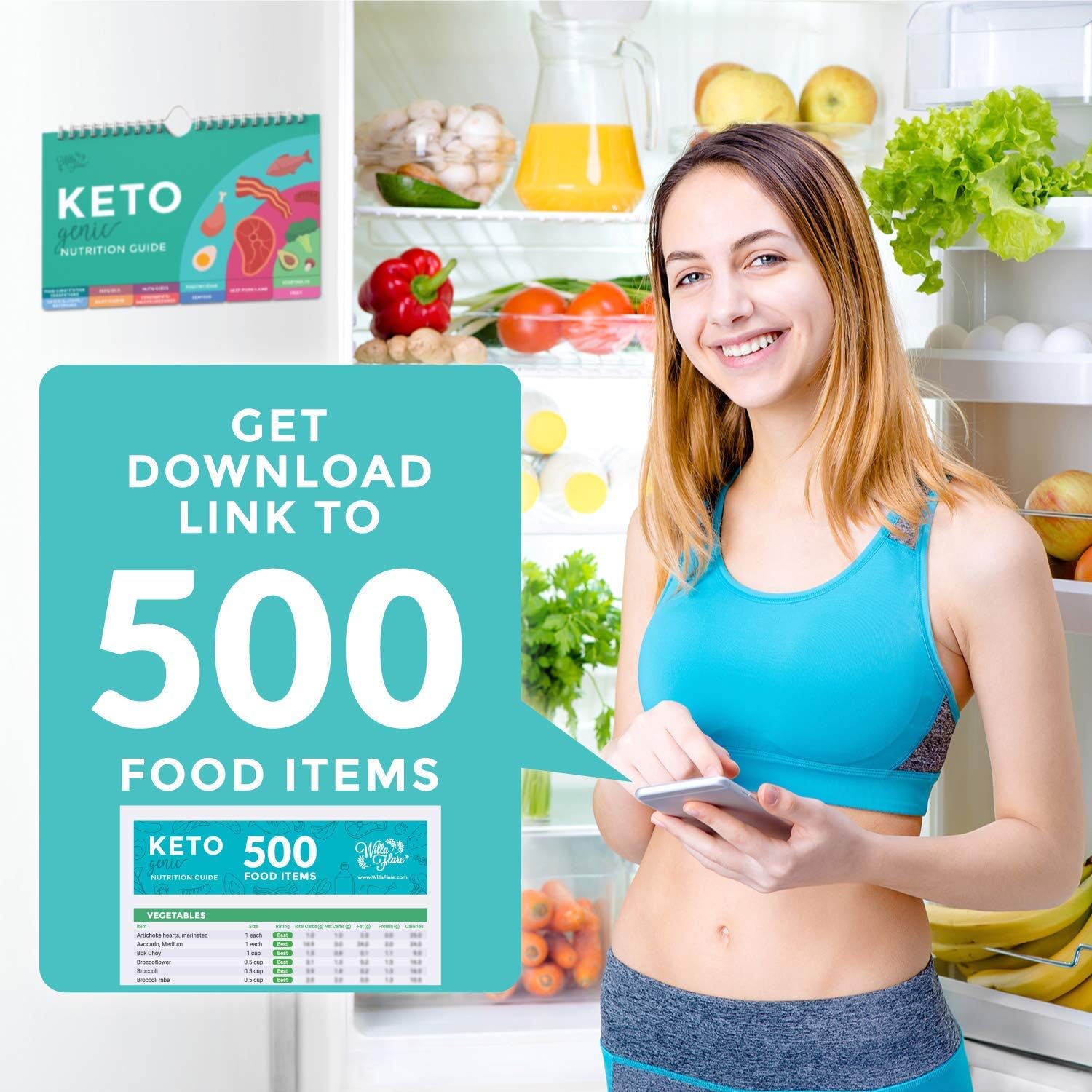 Keto Cheat Sheet Magnets: 192 Snacks & Foods, Correct Measurements for Cookbook - Fridge Guide + 500 Foods