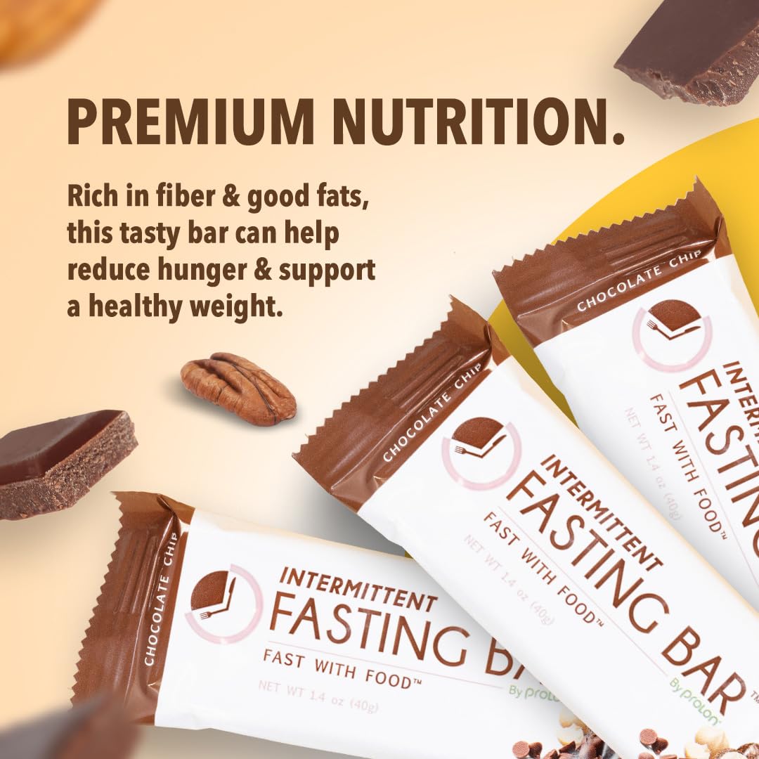 Keto Chocolate Chip Protein Bars for Intermittent Fasting | Prolon Fast Bars | Plant-Based, Dairy-Free, Gluten-Free | 12 Ct