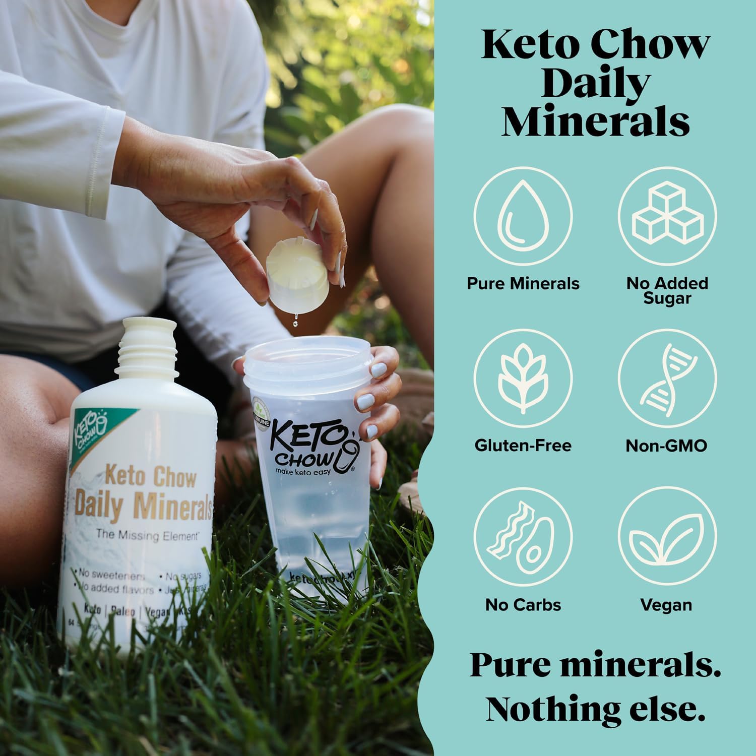 Keto Chow Daily Minerals Drops 2 oz - Electrolyte Balance - Copper, Magnesium, Chromium, Zinc, Boron, Selenium - Zero Sugar - Keto, Gluten Free, Vegan, Non GMO - Travel Size