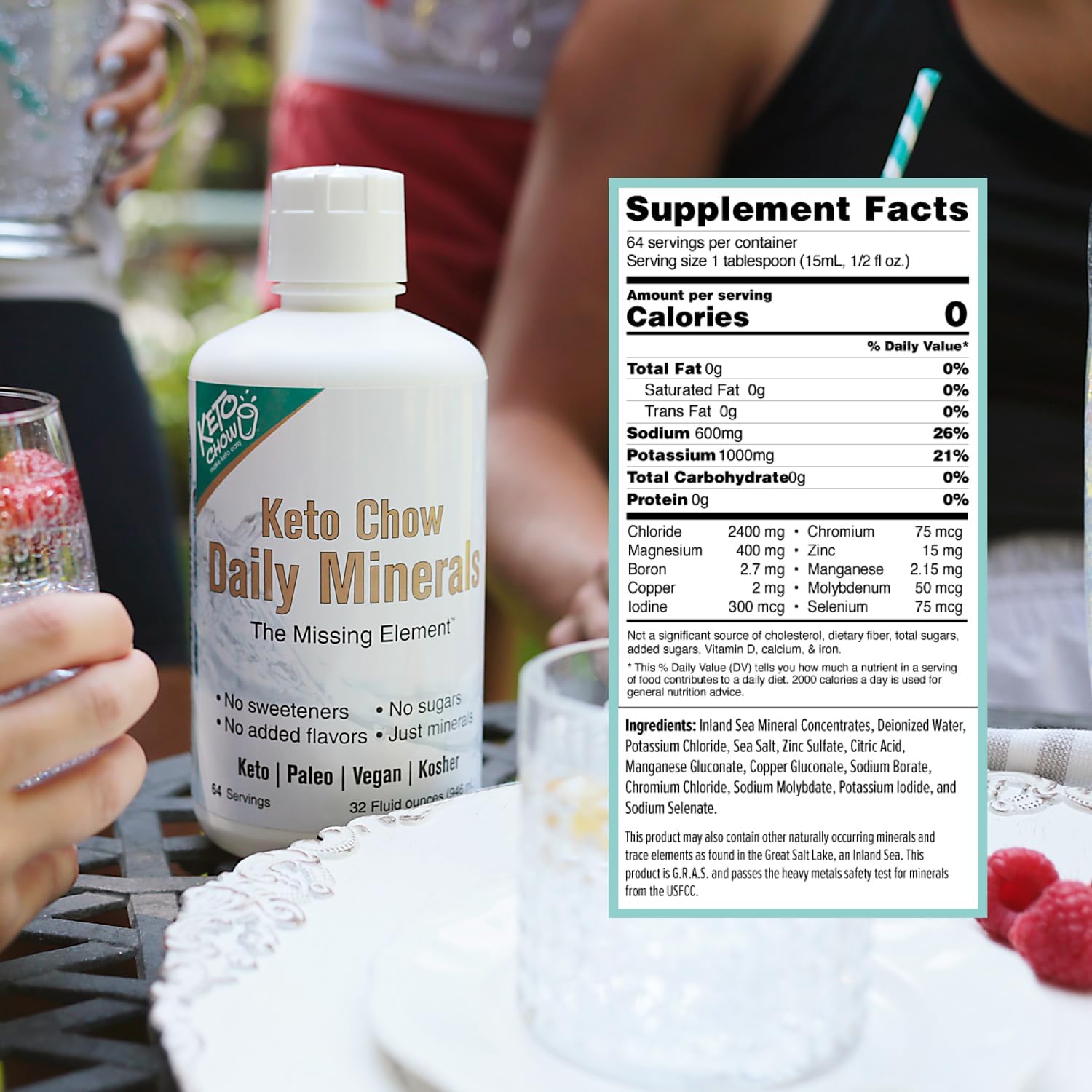 Keto Chow Daily Minerals Drops 2 oz - Electrolyte Balance - Copper, Magnesium, Chromium, Zinc, Boron, Selenium - Zero Sugar - Keto, Gluten Free, Vegan, Non GMO - Travel Size