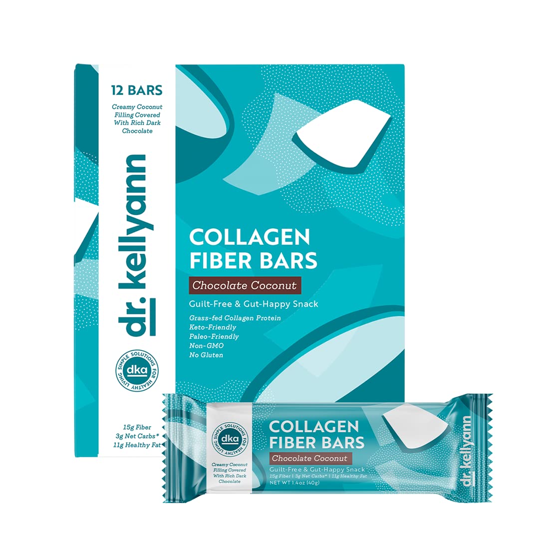 Keto Collagen Fiber Bars - 12 Bars, High Fiber, Low Carb, Gluten-Free, Keto & Paleo-Friendly