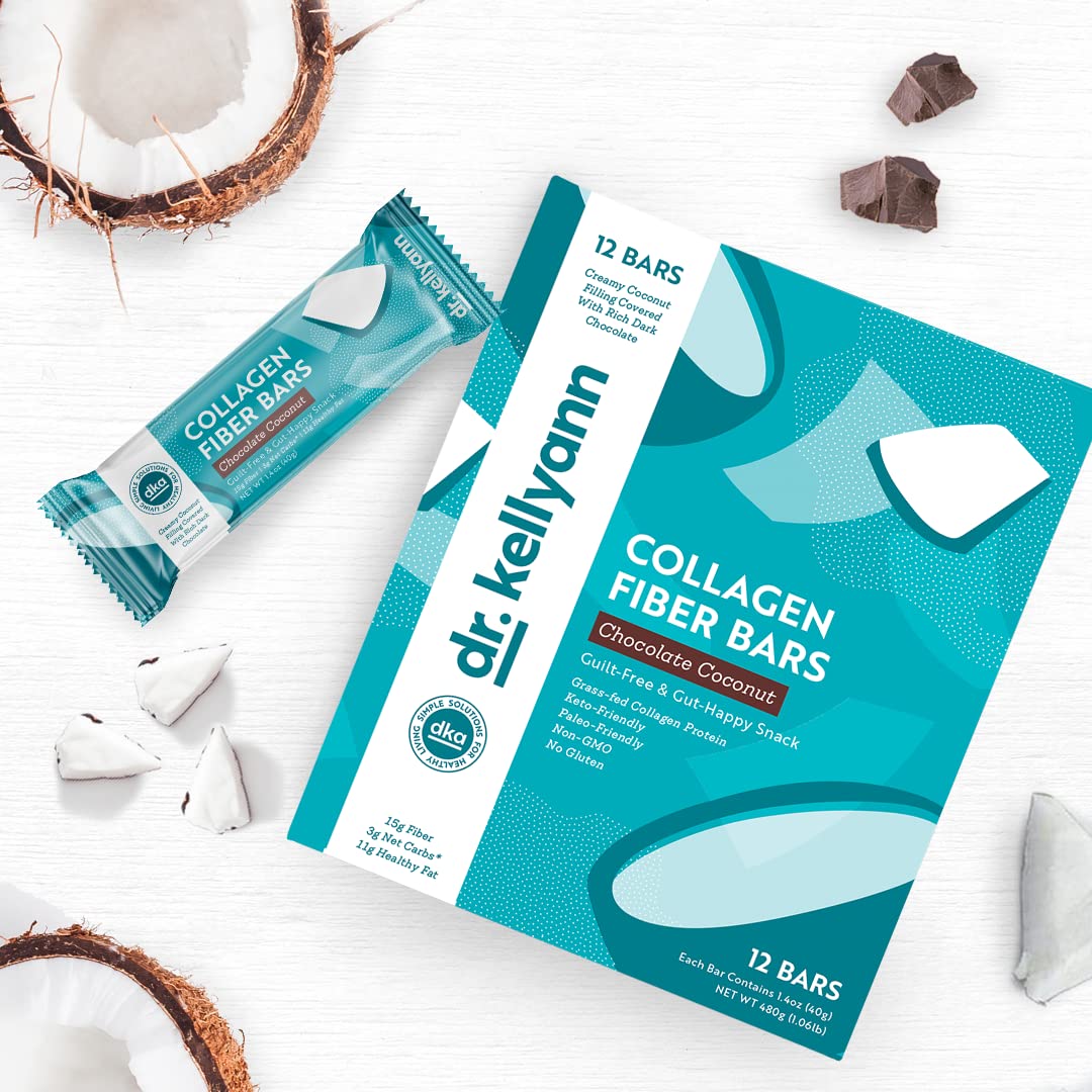 Keto Collagen Fiber Bars - 12 Bars, High Fiber, Low Carb, Gluten-Free, Keto & Paleo-Friendly