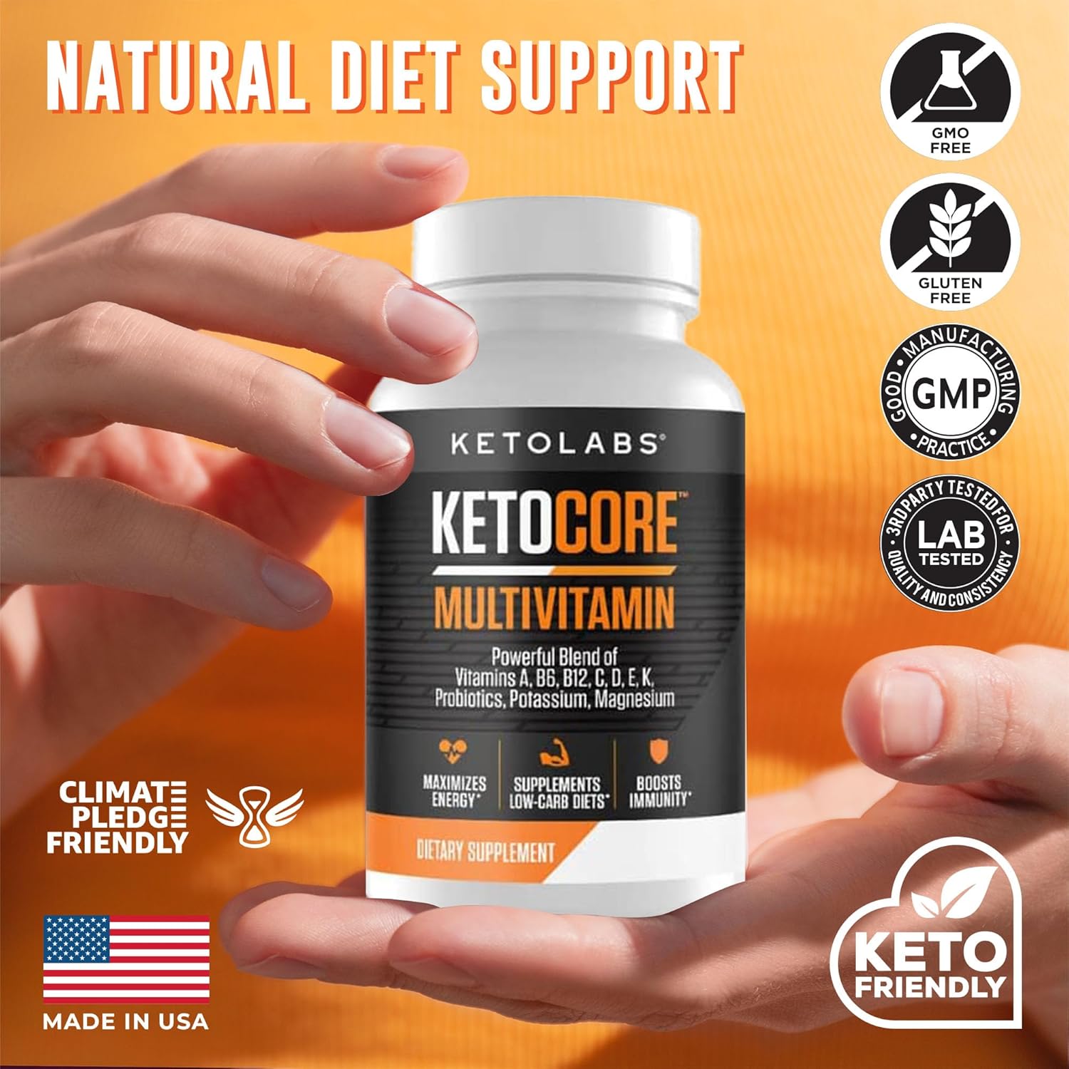 Keto Core Multivitamin for Men & Women | Keto & Carnivore Diet Supplements | No Keto Flu | High in Magnesium & Potassium | 90 Capsules