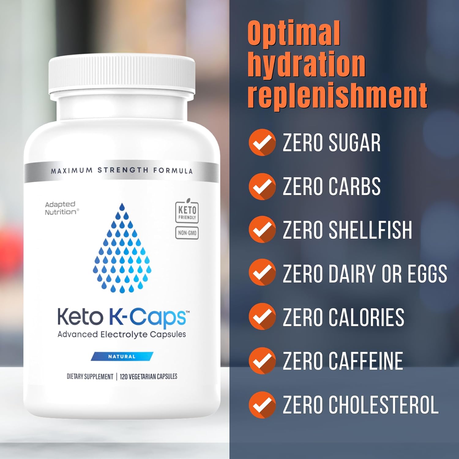 Keto Electrolyte Supplement Capsules | Hydrate Quickly & Prevent Leg Cramps | 700mg Potassium, Sodium, Magnesium | No Maltodextrin | 120 Capsules