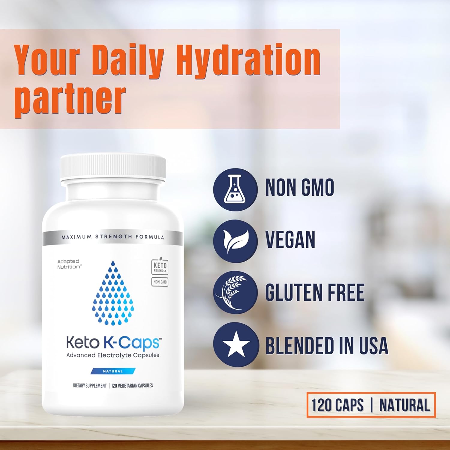 Keto Electrolyte Supplement Capsules | Hydrate Quickly & Prevent Leg Cramps | 700mg Potassium, Sodium, Magnesium | No Maltodextrin | 120 Capsules