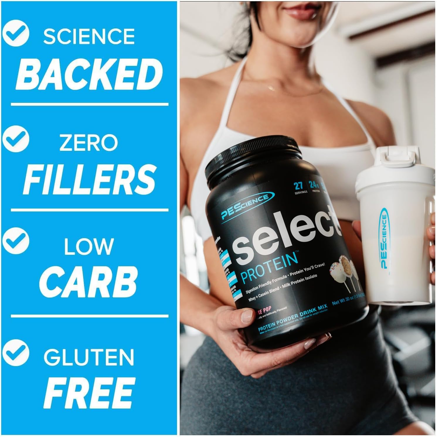 Keto-Friendly PEScience Select Gourmet Vanilla Low Carb Protein Powder - 27 Servings, Gluten-Free