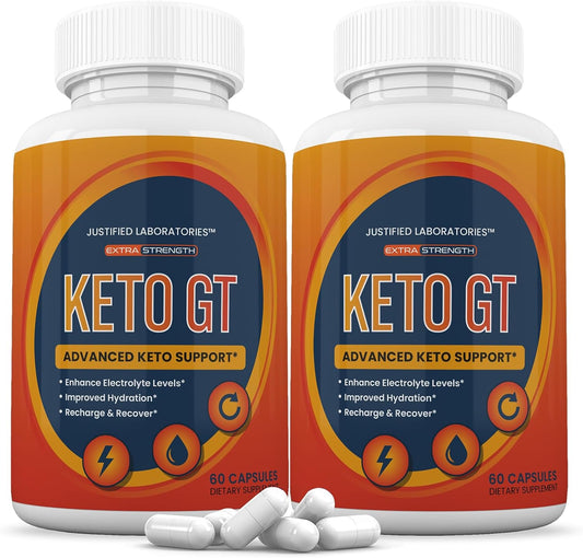 Keto GT Keto Pills 1275MG - 2 Pack with ACV, Olive Oil & Green Tea - 120 Capsules