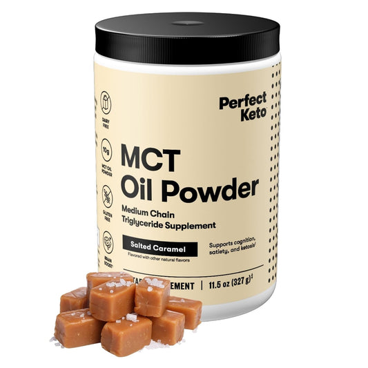 Keto MCT Oil Powder for Coffee & Smoothies, Salted Caramel Flavor - 30 Servings