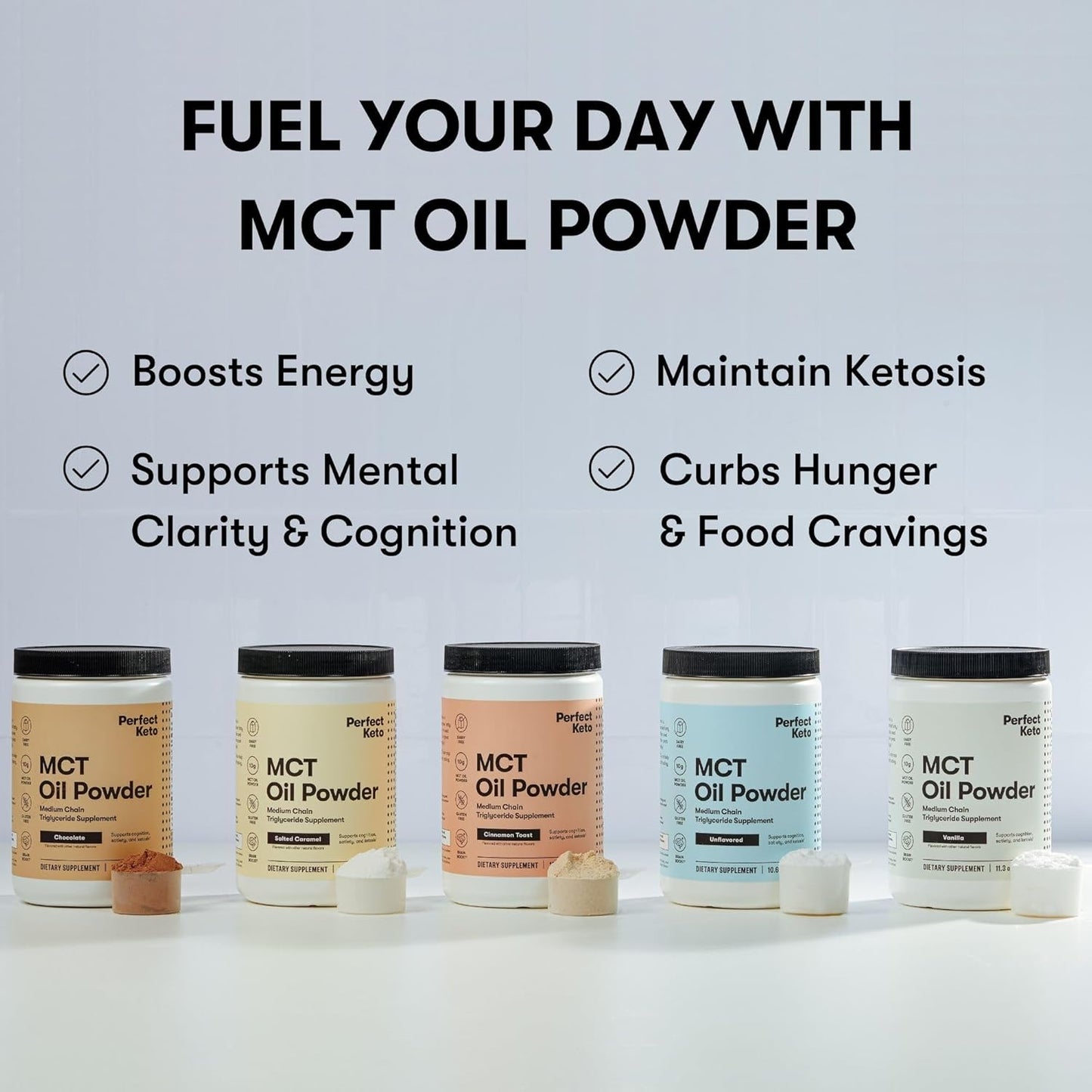 Keto MCT Oil Powder for Coffee & Smoothies, Salted Caramel Flavor - 30 Servings