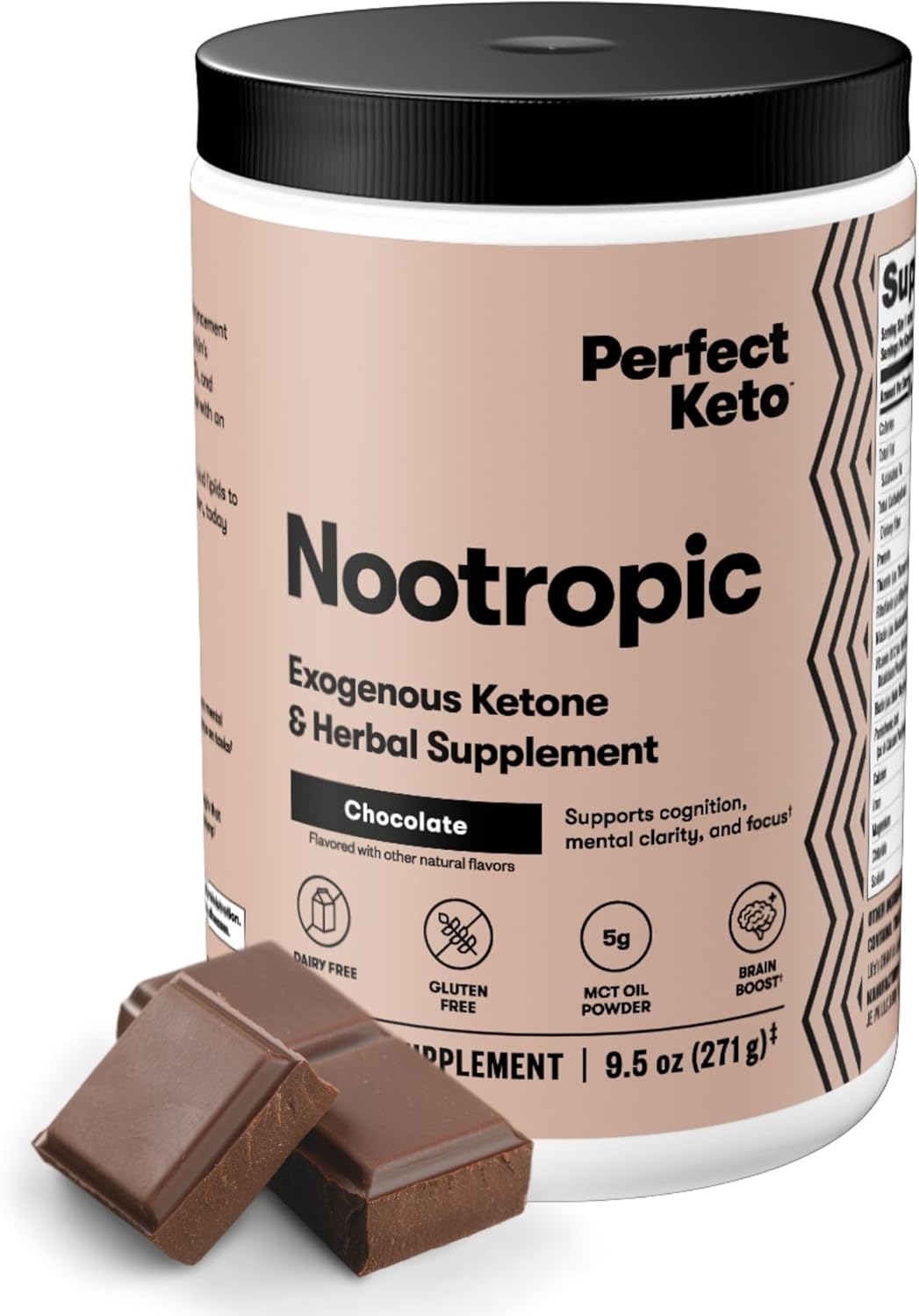 Keto Nootropic Brain Support Supplement with Alpha Lipoic Acid, L Theanine, Ginkgo Biloba - Caffeine Free Energy Drink Mix for Focus and Clarity - 15 Servings