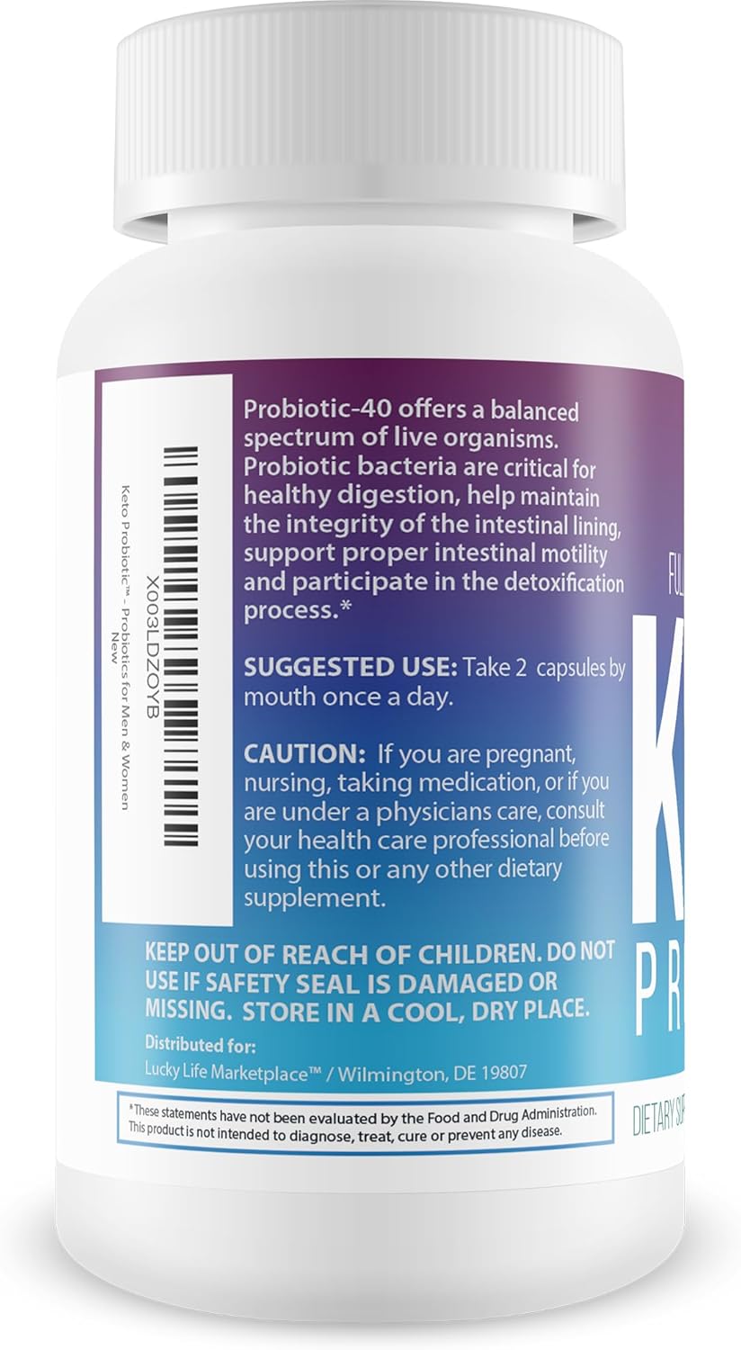 Keto Probiotic Supplement - 40 Billion Cfu - Supports Digestive, Immune, & Gut Health - Keto Friendly - Full Body Cleanse - Reduces Bloating - Men & Women's Keto Probiotics