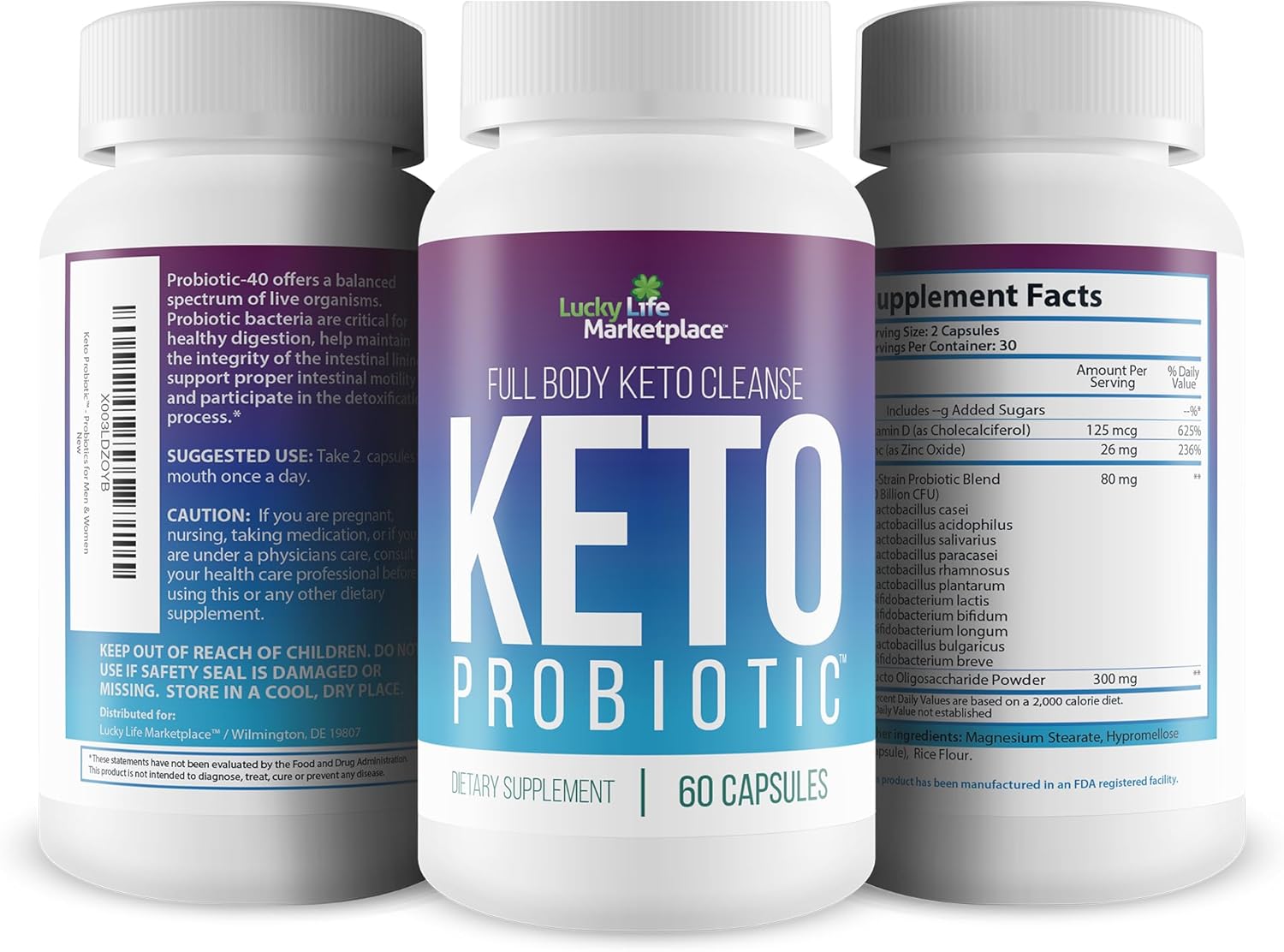 Keto Probiotic Supplement - 40 Billion Cfu - Supports Digestive, Immune, & Gut Health - Keto Friendly - Full Body Cleanse - Reduces Bloating - Men & Women's Keto Probiotics