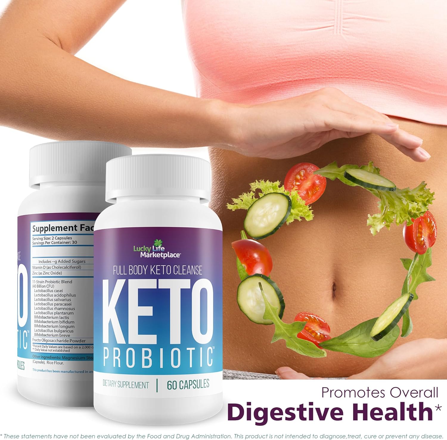 Keto Probiotic Supplement - 40 Billion Cfu - Supports Digestive, Immune, & Gut Health - Keto Friendly - Full Body Cleanse - Reduces Bloating - Men & Women's Keto Probiotics