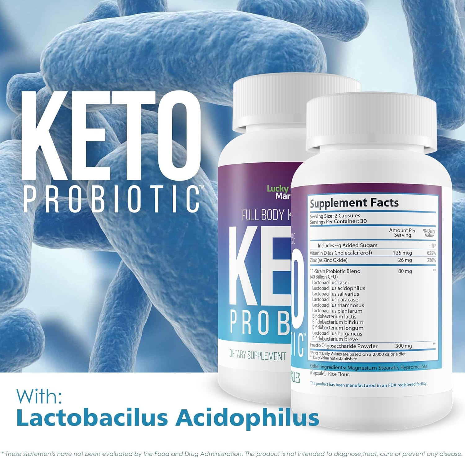 Keto Probiotic Supplement - 40 Billion Cfu - Supports Digestive, Immune, & Gut Health - Keto Friendly - Full Body Cleanse - Reduces Bloating - Men & Women's Keto Probiotics