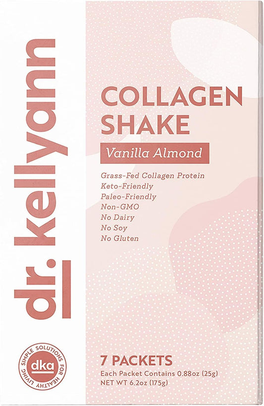 Keto Vanilla Almond Shake Mix - Grass-Fed Collagen Protein, Gluten-Free, Non-GMO (7 Servings)