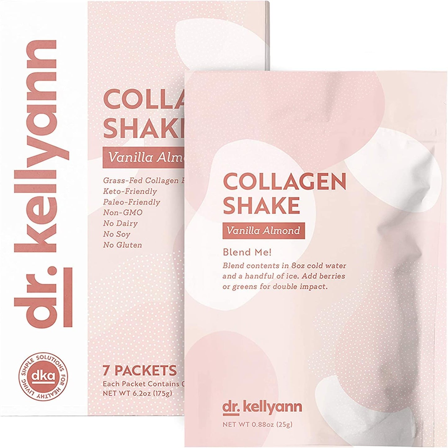 Keto Vanilla Almond Shake Mix - Grass-Fed Collagen Protein, Gluten-Free, Non-GMO (7 Servings)