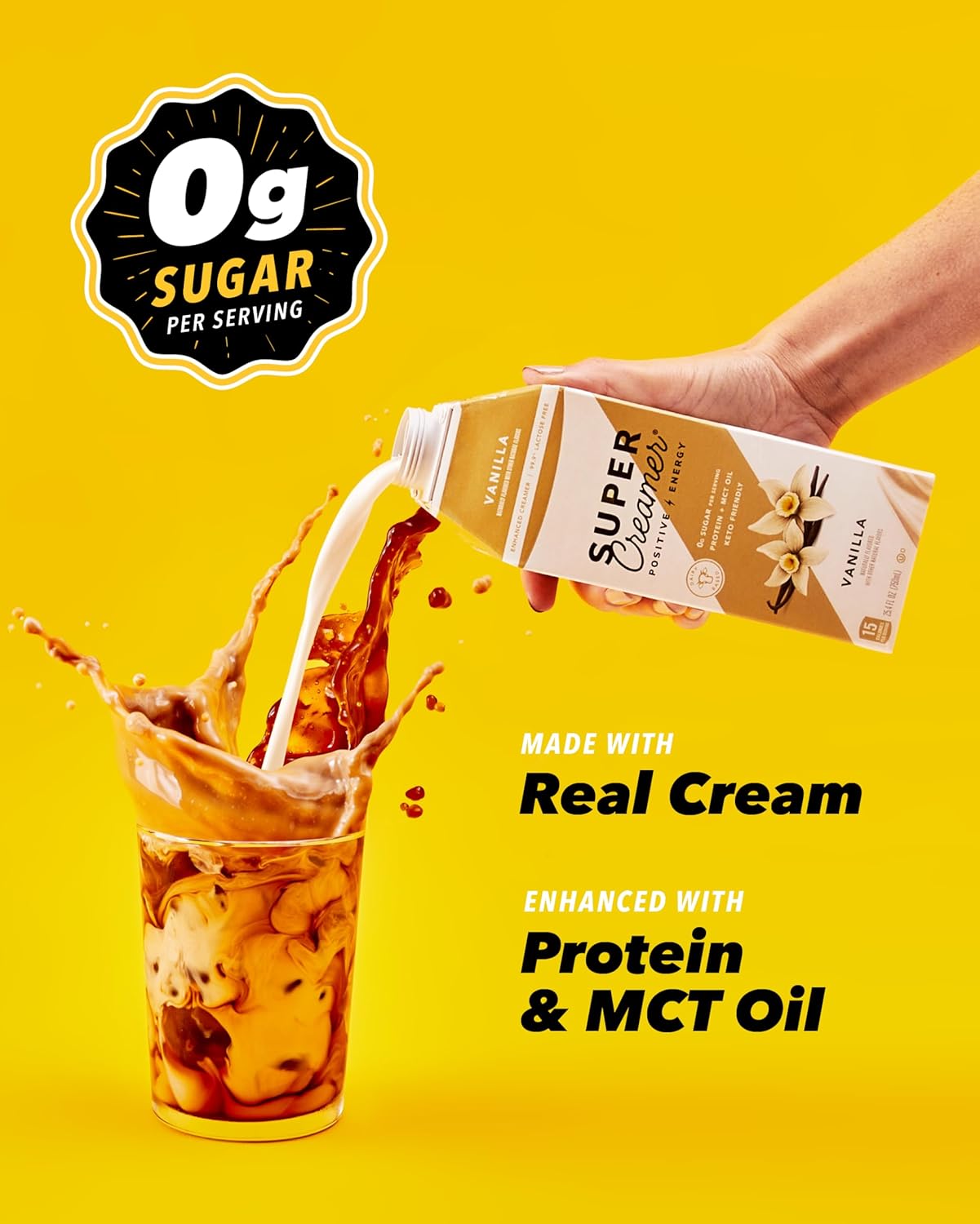 Keto Vanilla Coffee Creamer, Sugar-Free with 0g Sugar, 1g Protein, 15 Calories - 25.4 Fl Oz, 6 Pack