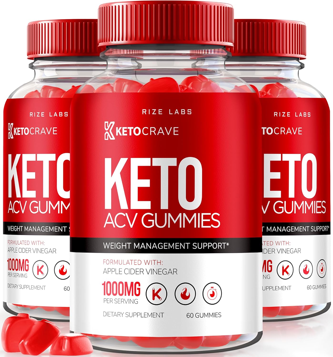 Ketocrave Keto ACV Gummies - Pack of 3 for Advanced Slimming Formula - Maximum Strength Supplement - 180 Gummies