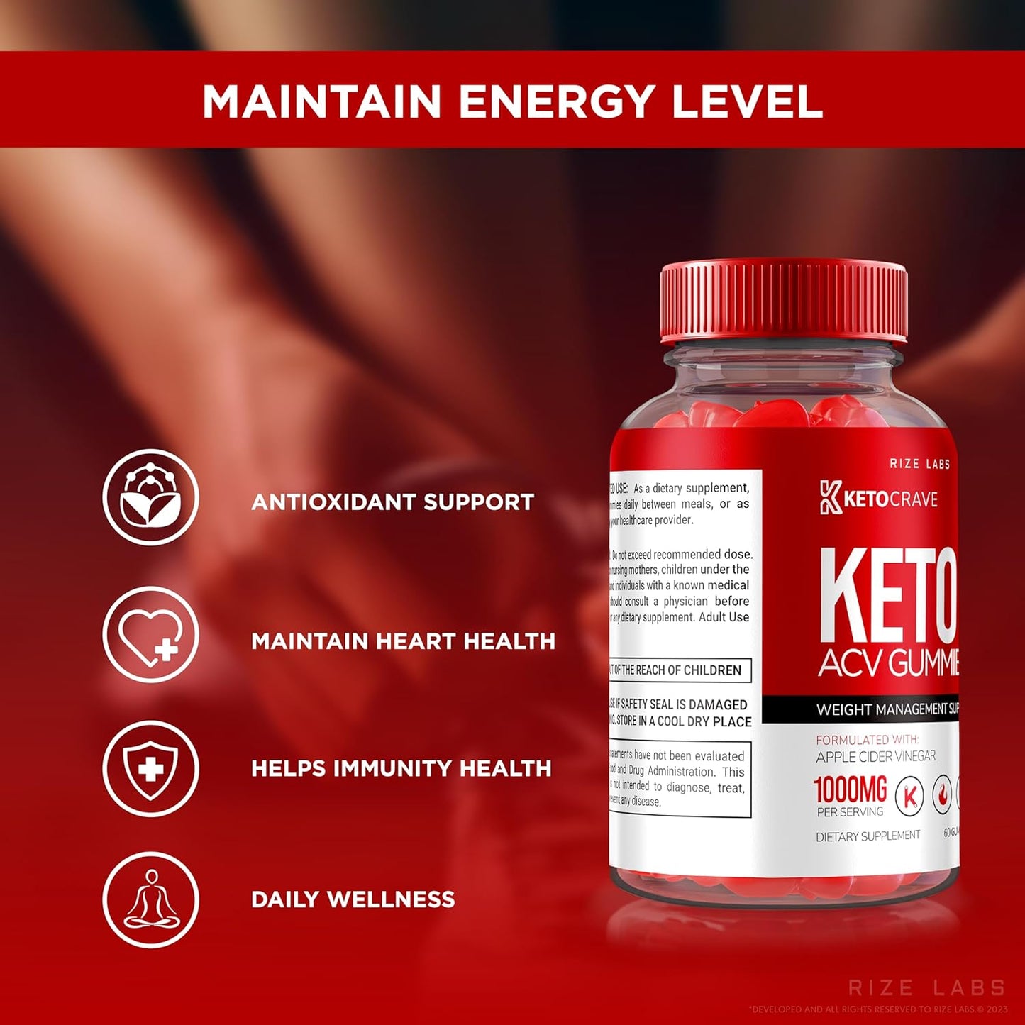 Ketocrave Keto ACV Gummies - Pack of 3 for Advanced Slimming Formula - Maximum Strength Supplement - 180 Gummies