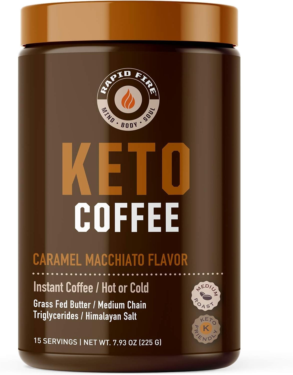 Ketogenic Coffee Mix Caramel Macchiato with MCT Creamer for Rapid Weight Loss and Metabolism Support - 7.93 and 8.5 Ounces