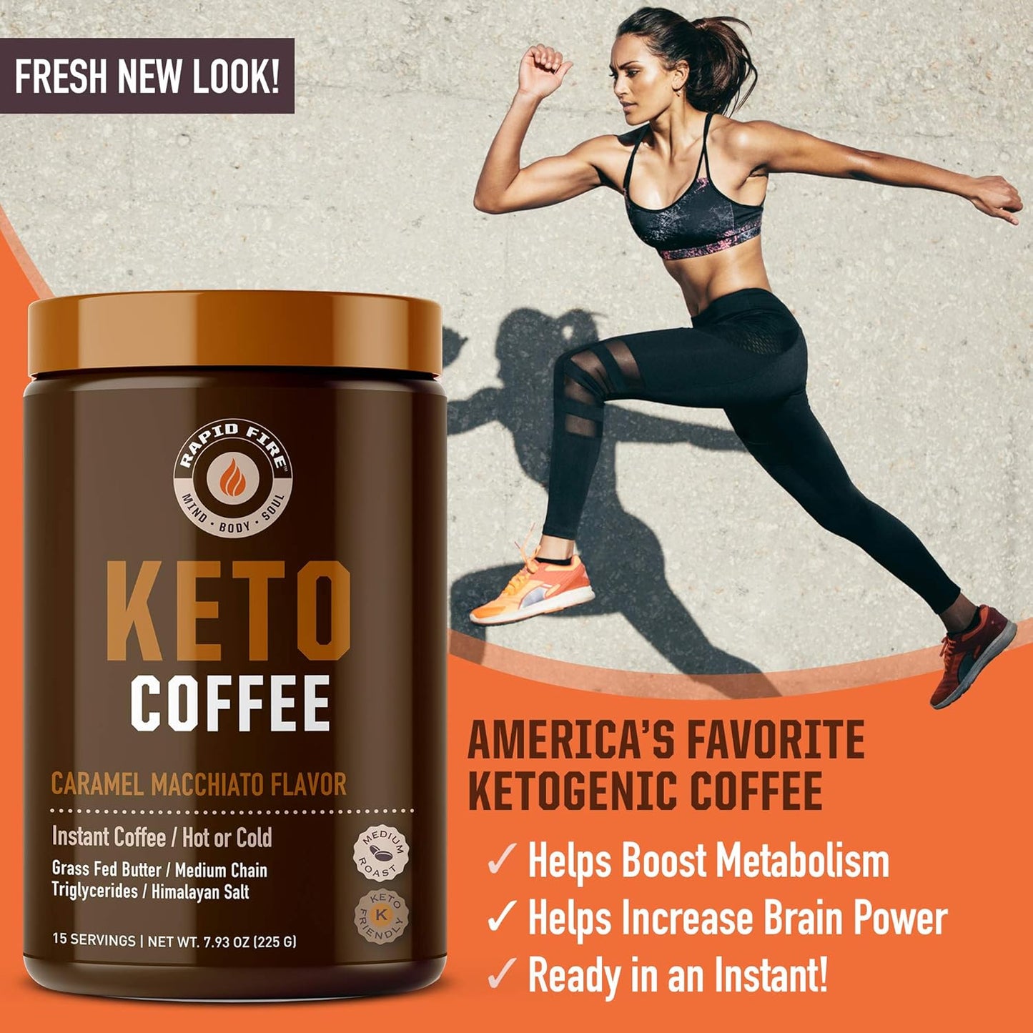 Ketogenic Coffee Mix Caramel Macchiato with MCT Creamer for Rapid Weight Loss and Metabolism Support - 7.93 and 8.5 Ounces