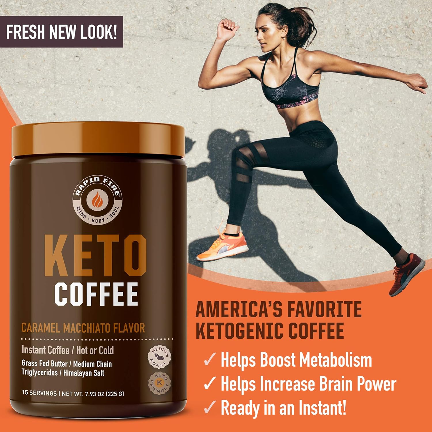 Ketogenic Coffee Mix Caramel Macchiato with MCT Creamer for Rapid Weight Loss and Metabolism Support - 7.93 and 8.5 Ounces