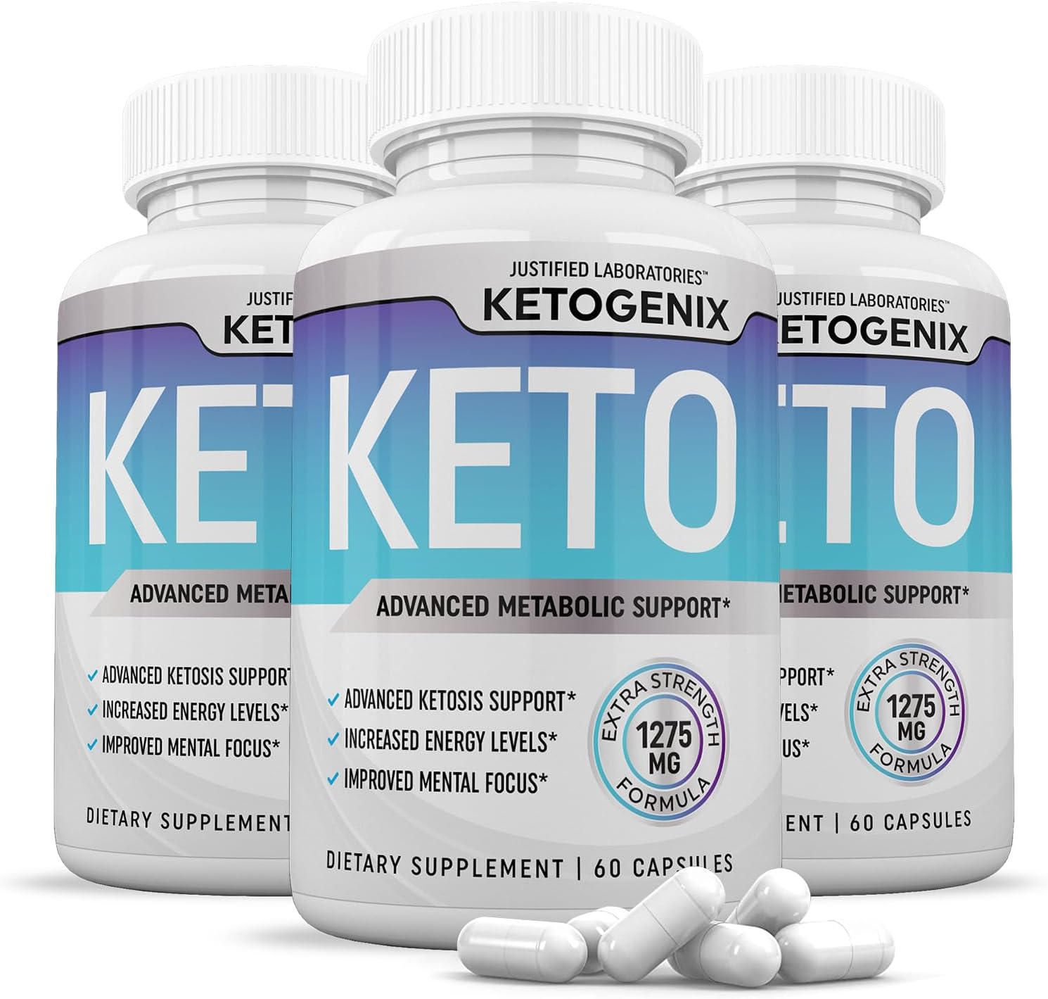 Ketogenix Keto Pills 1275MG (3 Pack) with Apple Cider Vinegar, Olive Oil, Green Tea - 180 Capsules