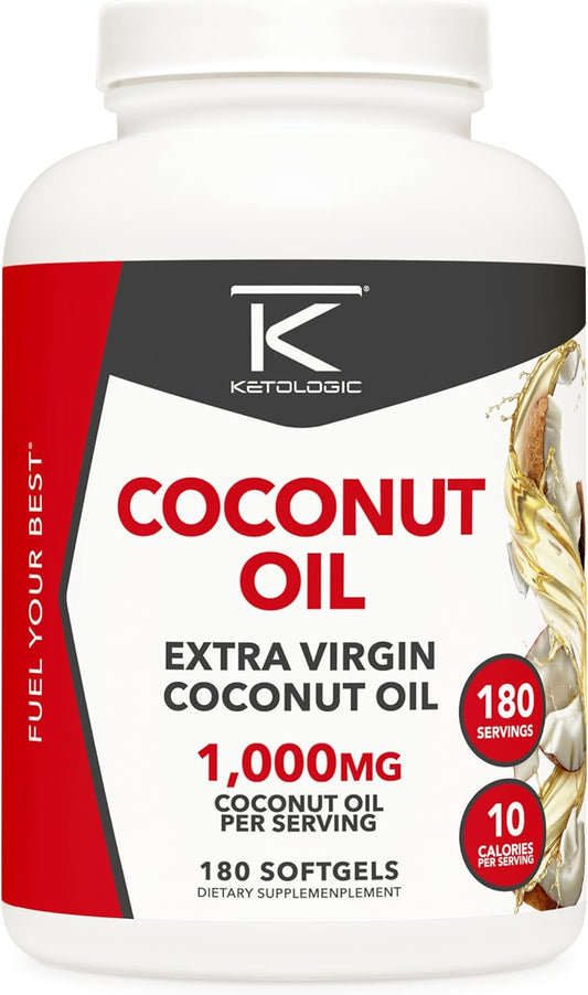 Ketologic Coconut Oil Softgels - 1,000MG per Serving (180 Count)