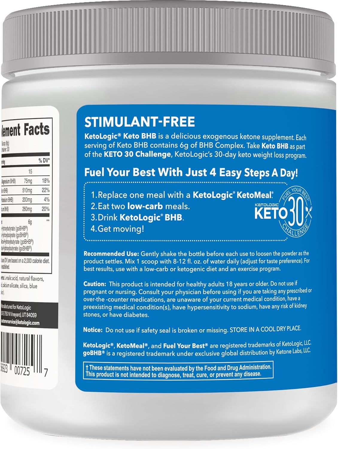 Ketologic Keto BHB Patriot Pop Flavor - 30 Servings, Exogenous Ketone Supplement with goBHB & Beta-Hydroxybutyrate Salts