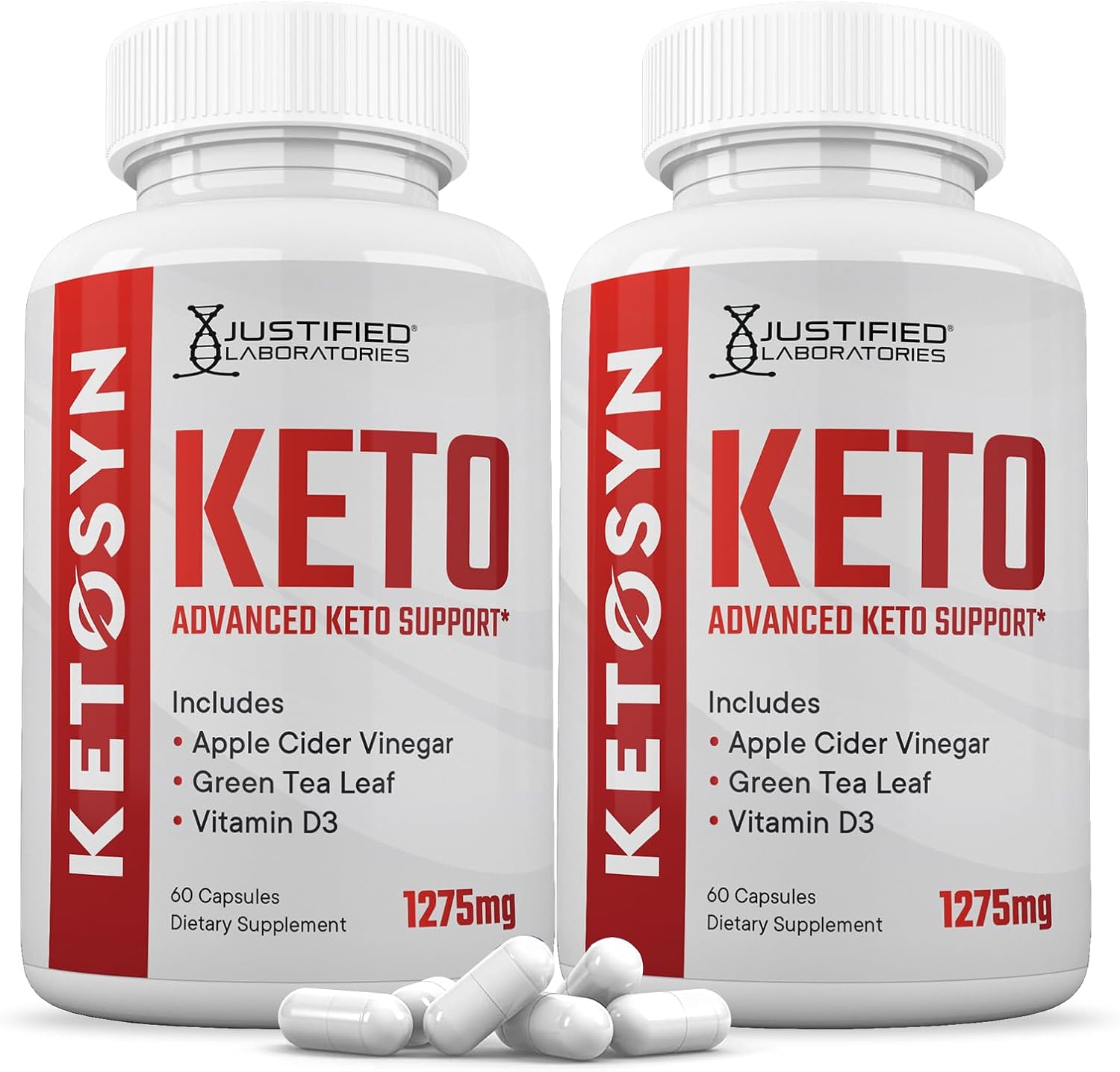 Ketosyn Keto ACV Pills 1275MG (2 Pack) - Apple Cider Vinegar Capsules with Green Tea Leaf - Keto Support Blend Alternative to Gummies - 120 Capsules