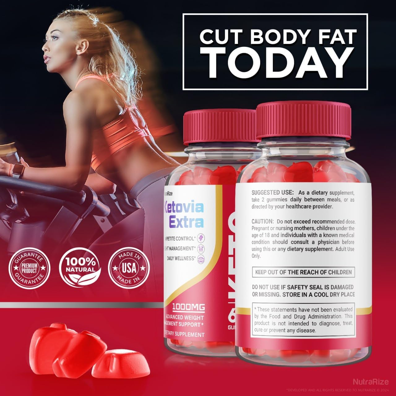 Ketovia Extra ACV Gummies - Advanced Slimming Formula Supplement (2 Pack, 120 Gummies)